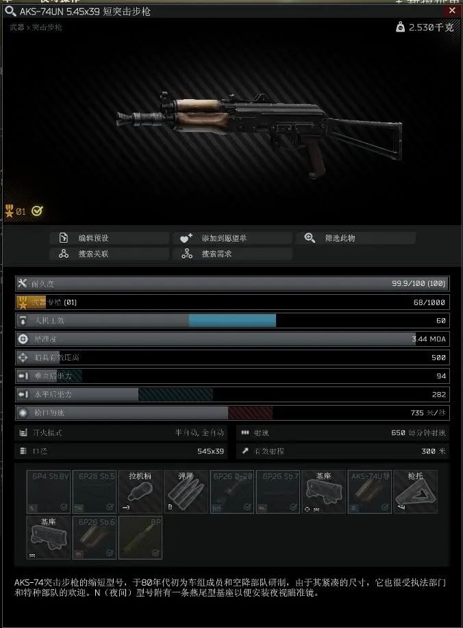 aks 74u,逃离塔科夫12.9版本AKS-74U系列枪械强度分析